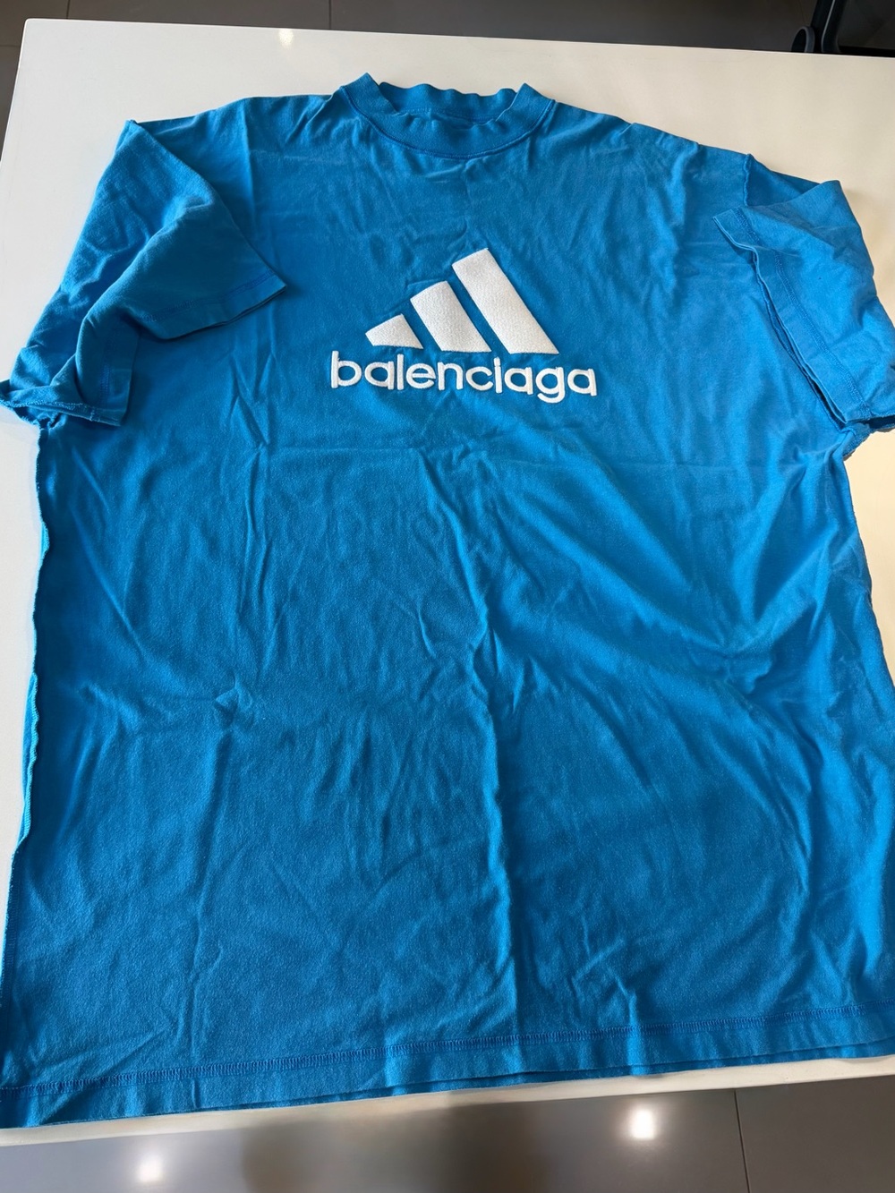 Balenciaga x adidas Embroidered Logo T-Shirt | Blue | Size 3